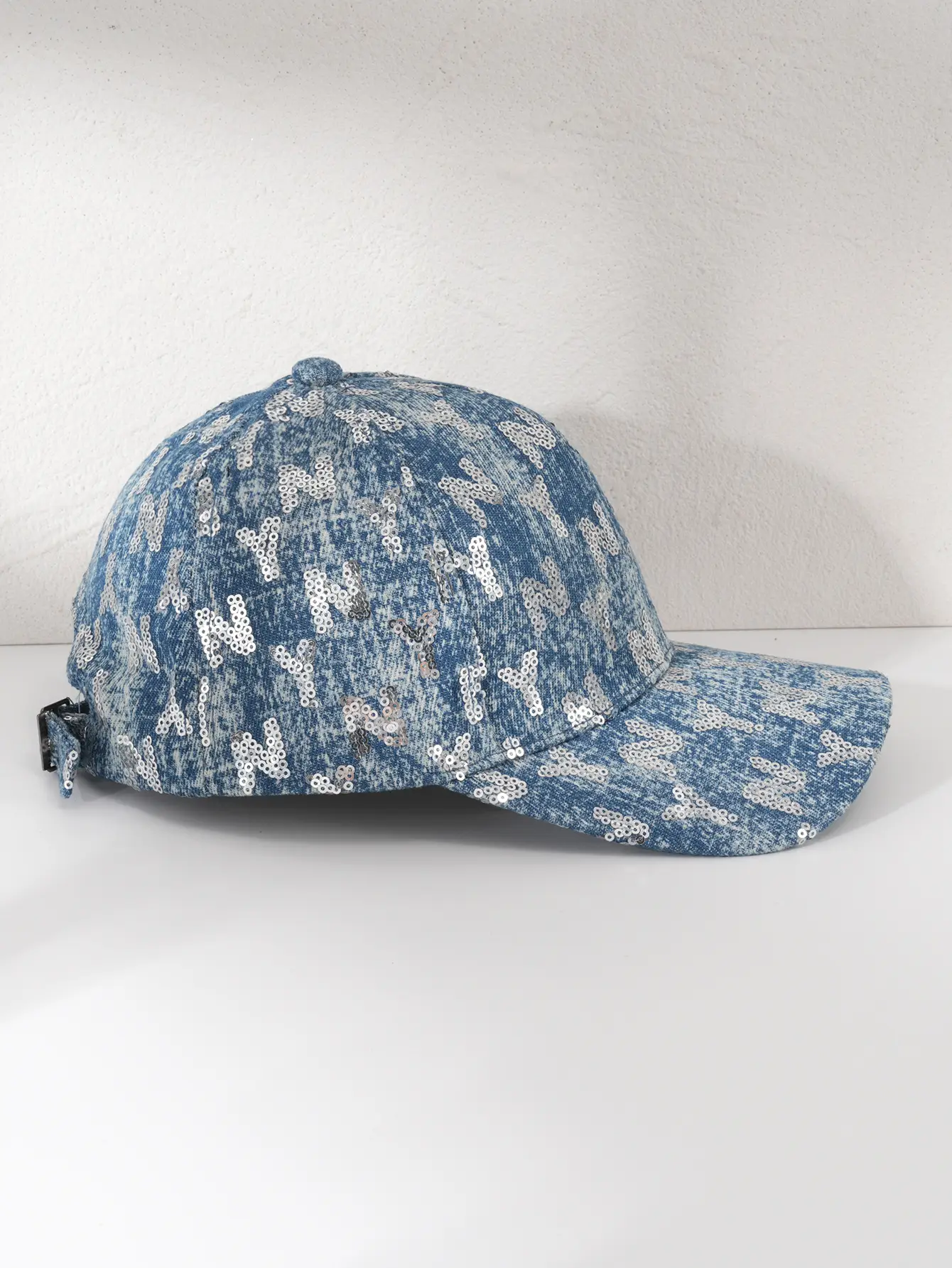 Denim Sequin Baseball Cap with Letter Pattern — feature 4