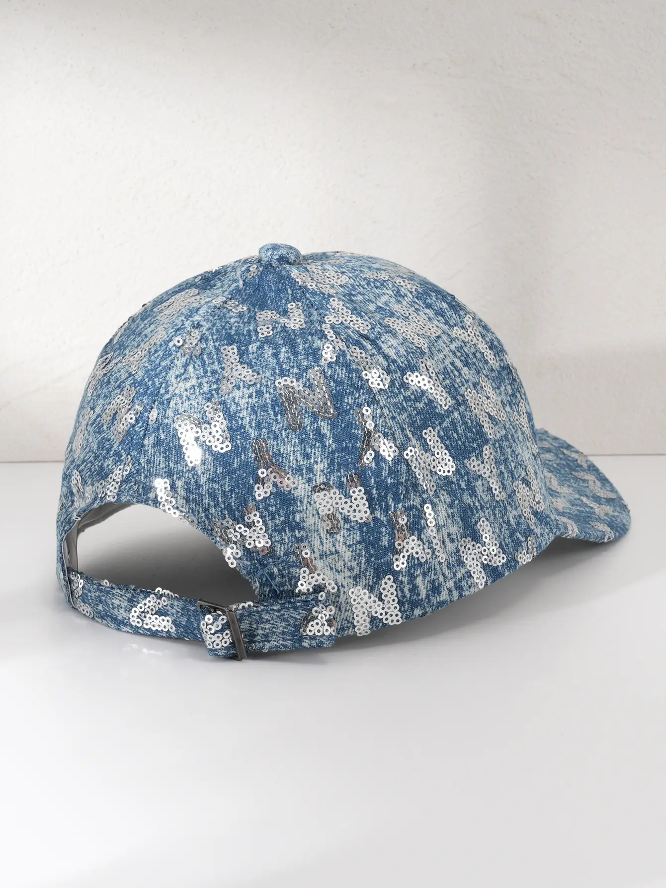 Denim Sequin Baseball Cap with Letter Pattern — feature 5