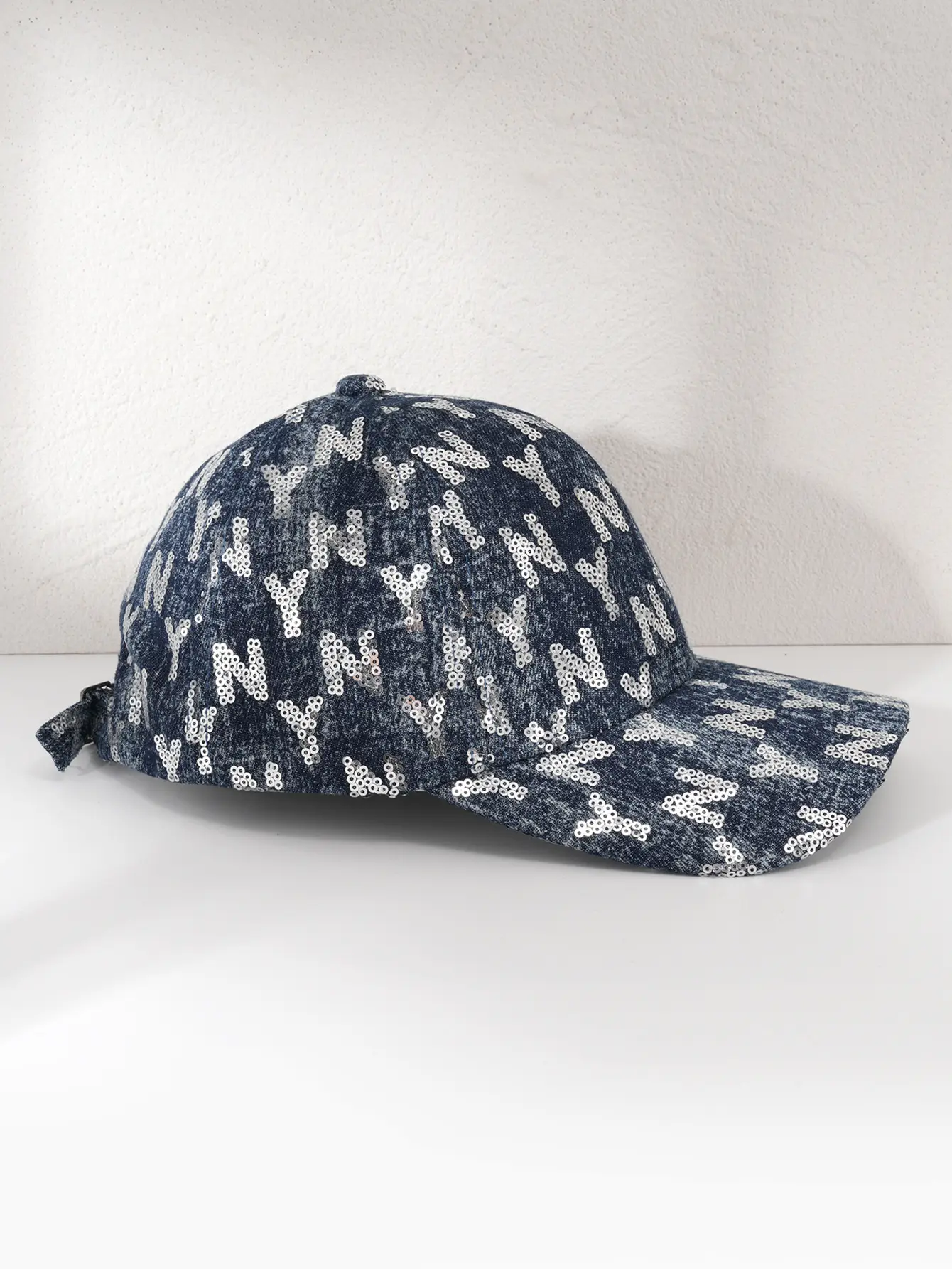 Denim Sequin Baseball Cap with Letter Pattern — feature 9