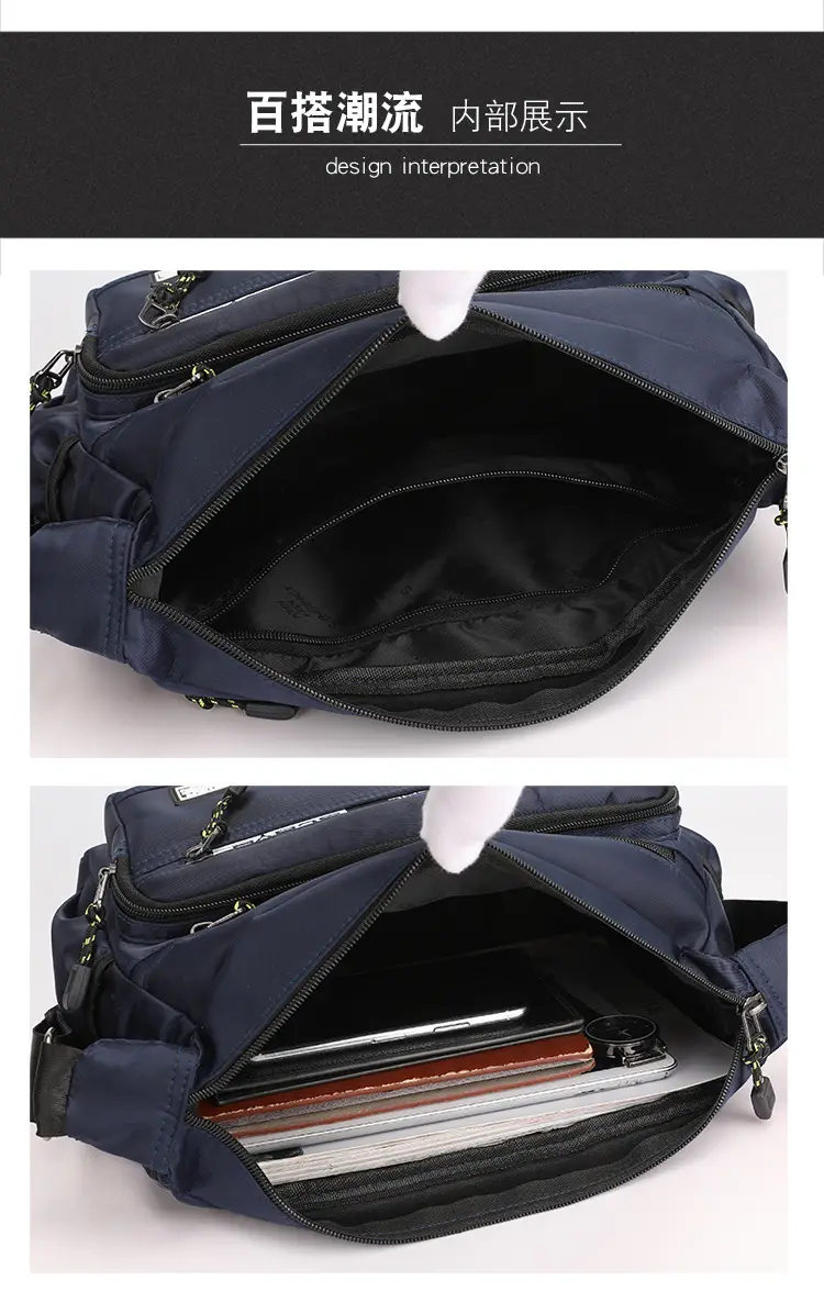 Men's Waterproof Business Shoulder Bag 5 Pockets Green — feature 29