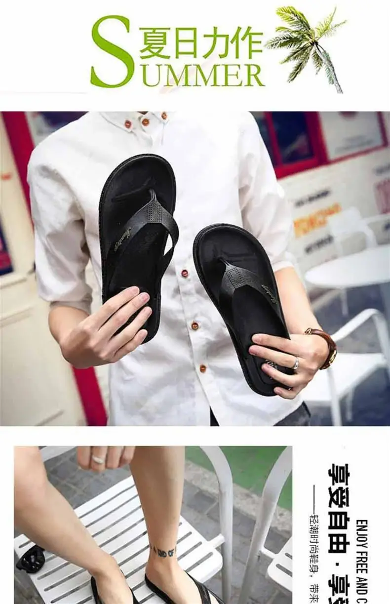 Men Black Korean Style Flat Sandals Summer — feature 10