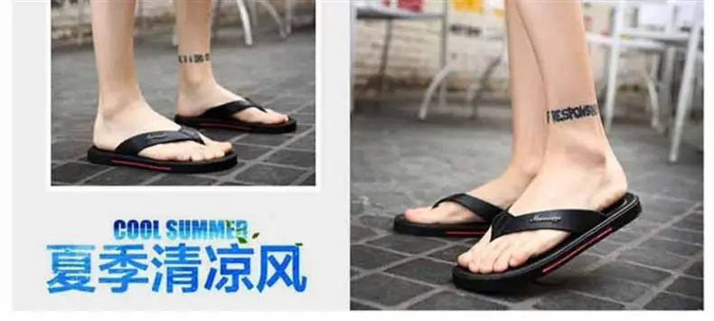 Men Black Korean Style Flat Sandals Summer — feature 13