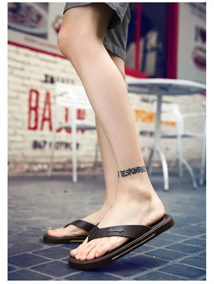 Men Black Korean Style Flat Sandals Summer — feature 17
