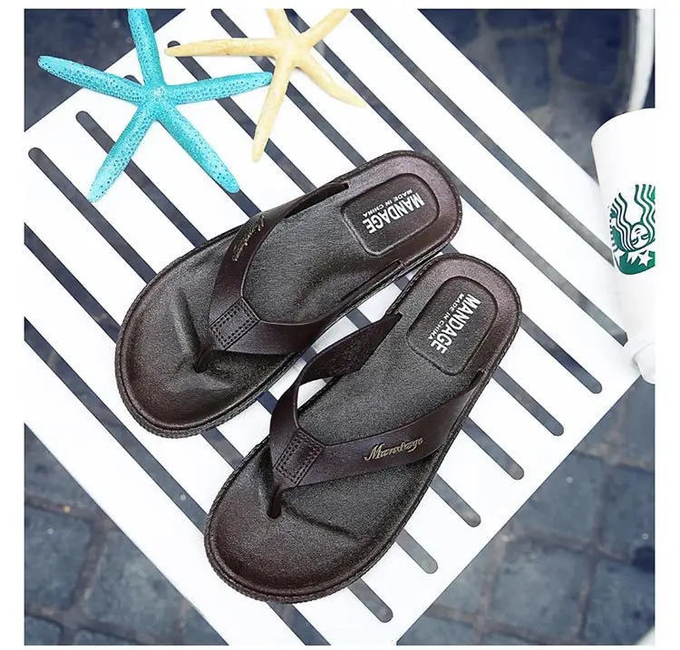 Men Black Korean Style Flat Sandals Summer — feature 19