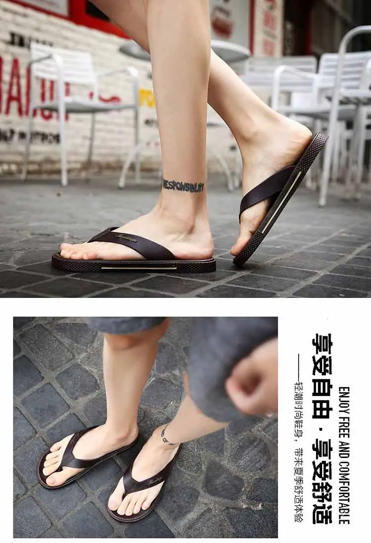 Men Black Korean Style Flat Sandals Summer — feature 20