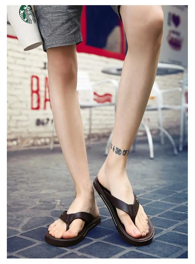 Men Black Korean Style Flat Sandals Summer — feature 21