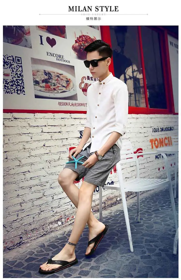 Men Black Korean Style Flat Sandals Summer — feature 9