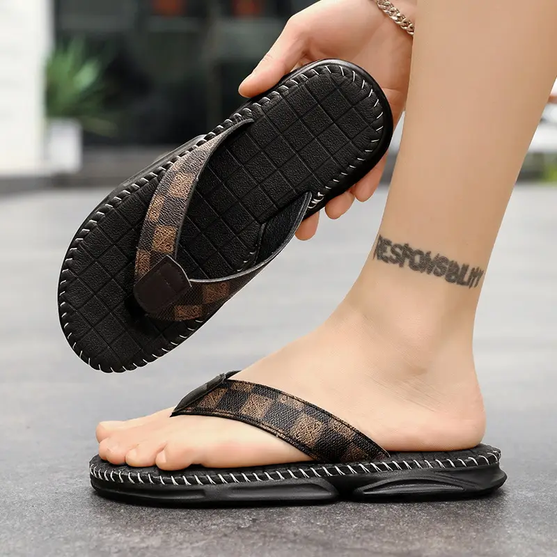 Men's Black Mesh Flip-Flops Summer 2024