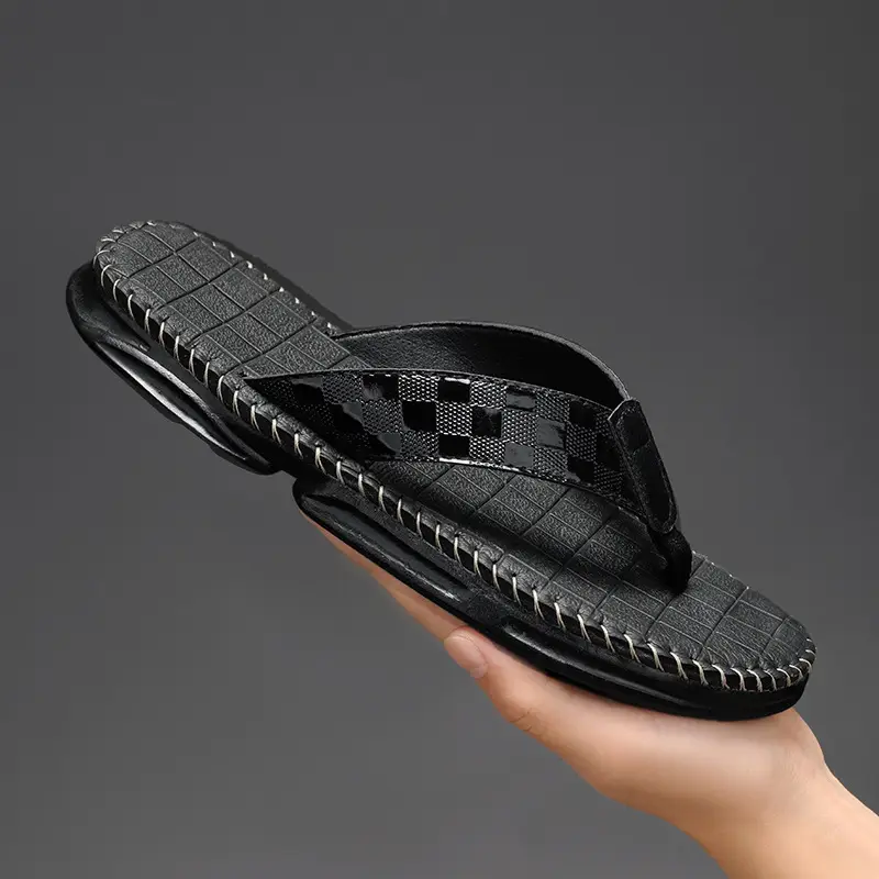 Men's Black Mesh Flip-Flops Summer 2024