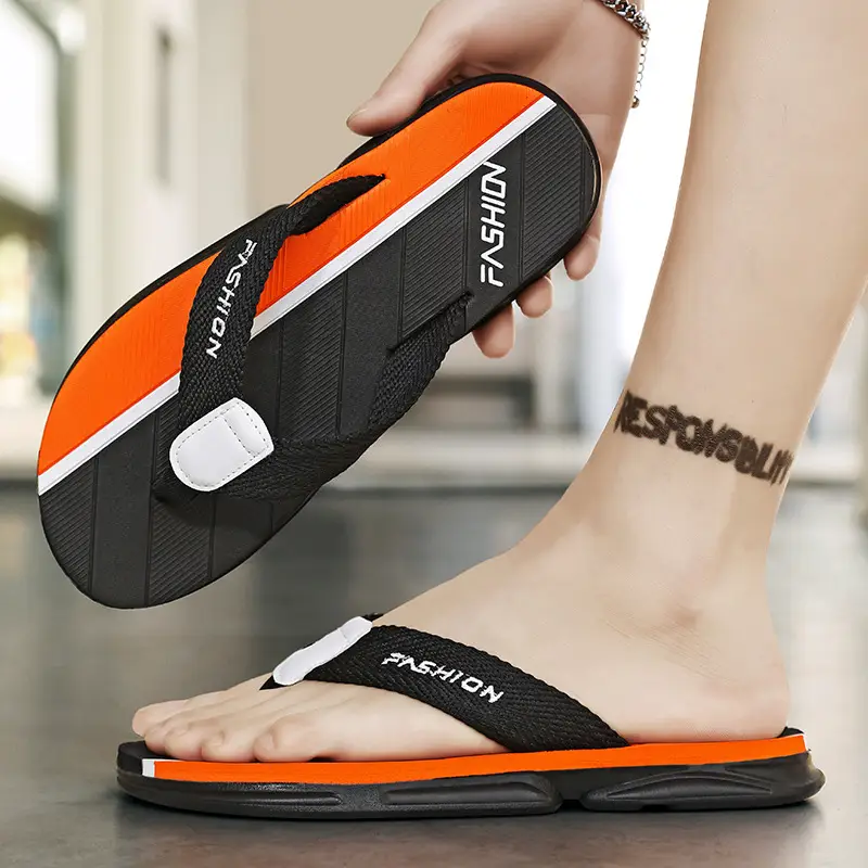 Men's Fashion Flip Flops Black Gray Large 2024 - Image 5