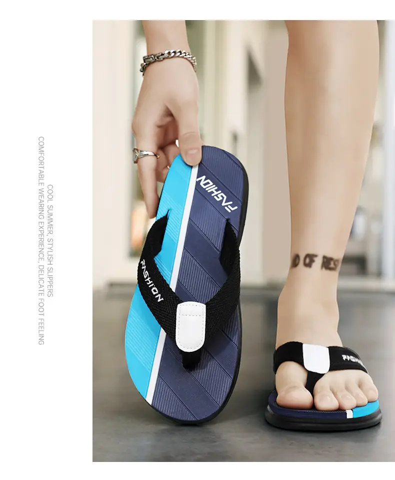 Men's Fashion Flip Flops Black Gray Large 2024 — feature 11