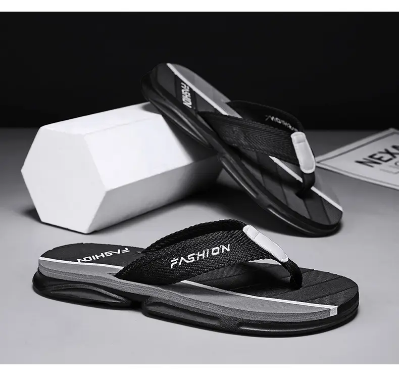 Men's Fashion Flip Flops Black Gray Large 2024 — feature 13
