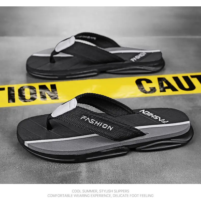 Men's Fashion Flip Flops Black Gray Large 2024 — feature 14