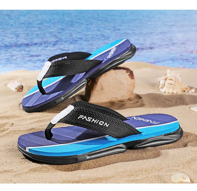 Men's Fashion Flip Flops Black Gray Large 2024 — feature 15