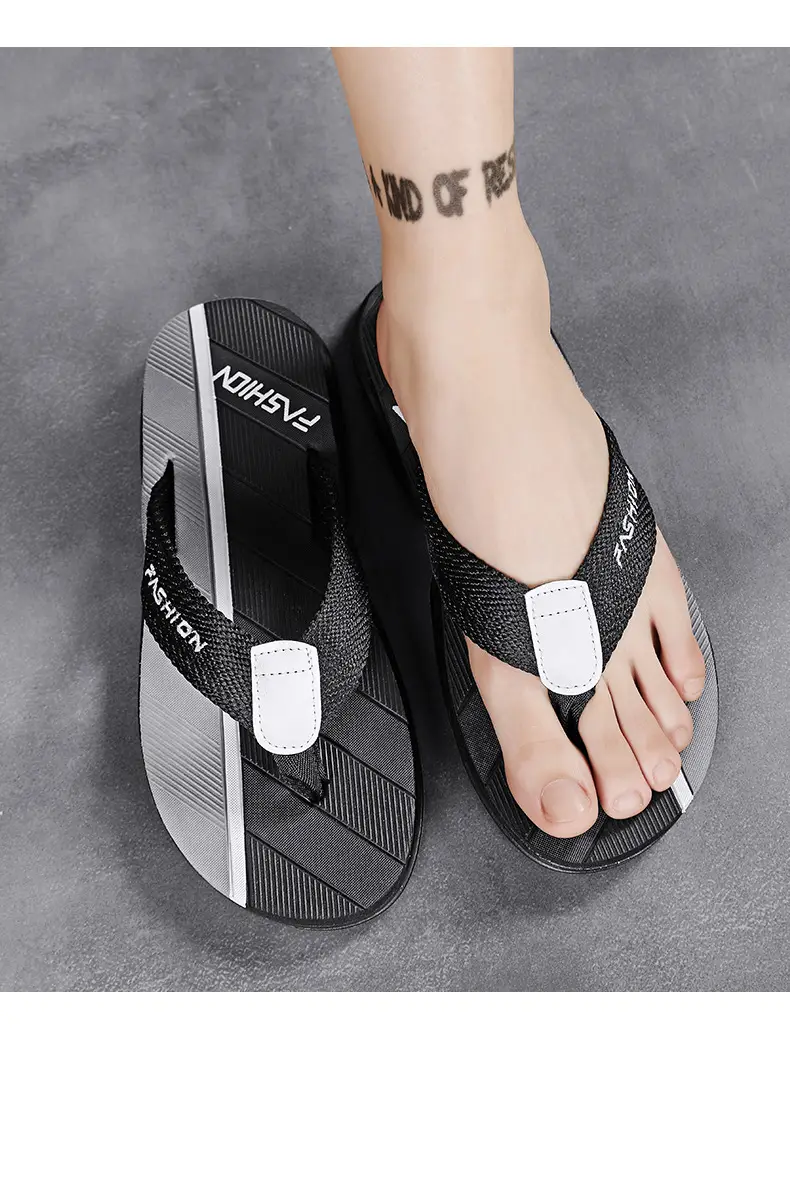 Men's Fashion Flip Flops Black Gray Large 2024 — feature 21
