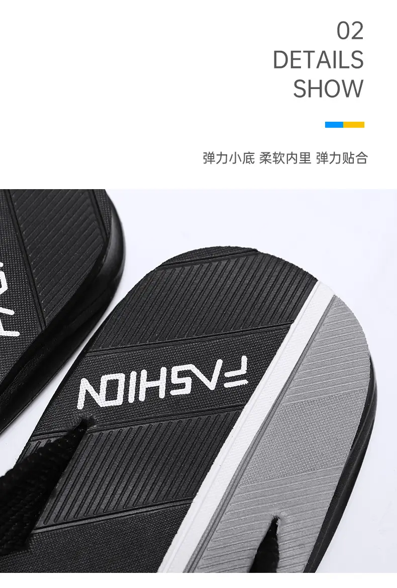 Men's Fashion Flip Flops Black Gray Large 2024 — feature 5