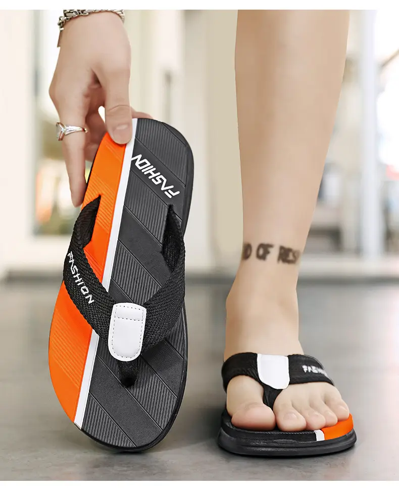Men's Fashion Flip Flops Black Gray Large 2024 — feature 8