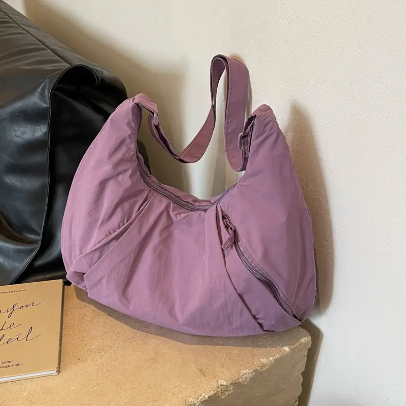 Purple Nylon Crossbody Bag for Women