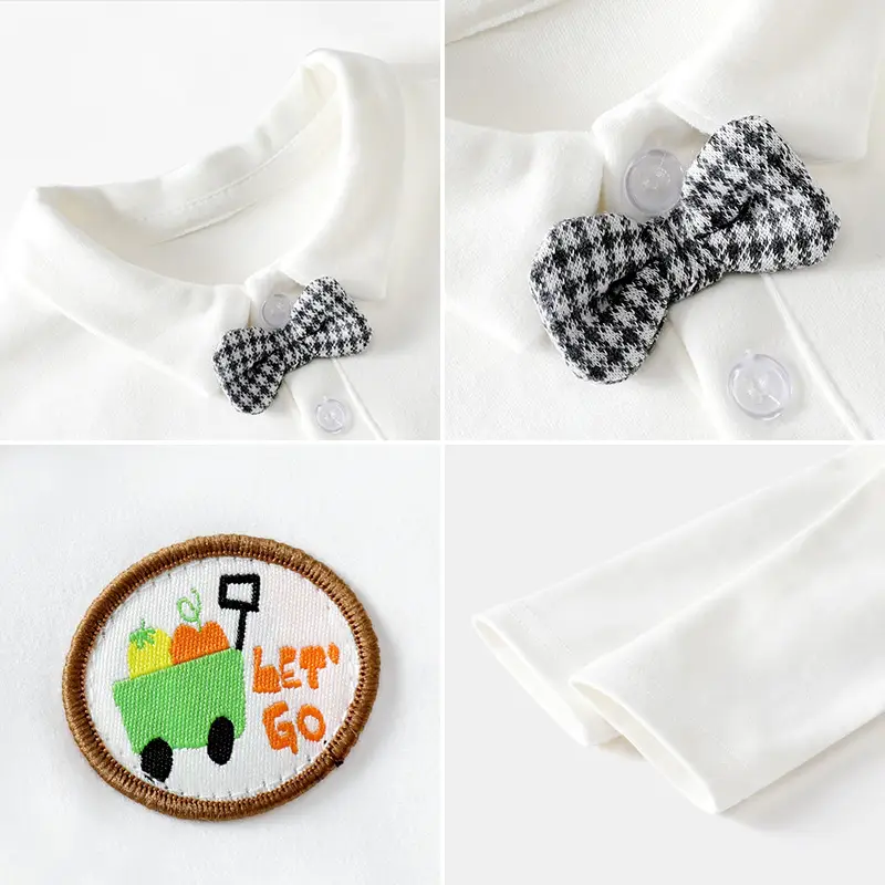 White Embroidered Boys Flap Pocket Shirt for School - Image 6
