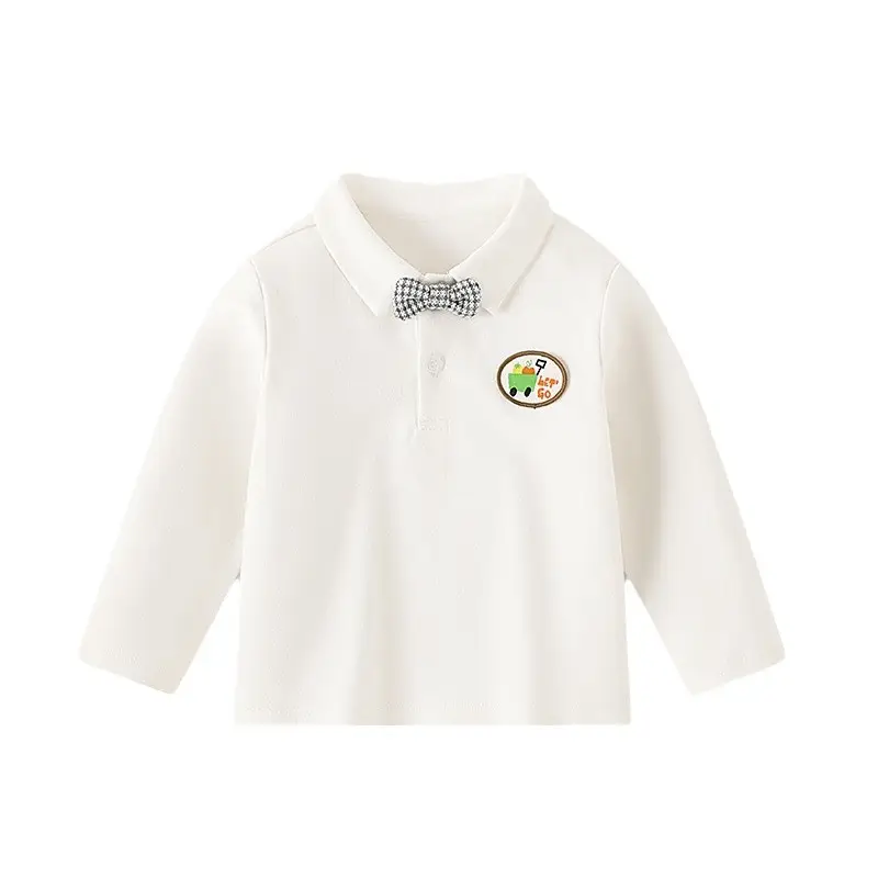 White Embroidered Boys Flap Pocket Shirt for School - Image 7
