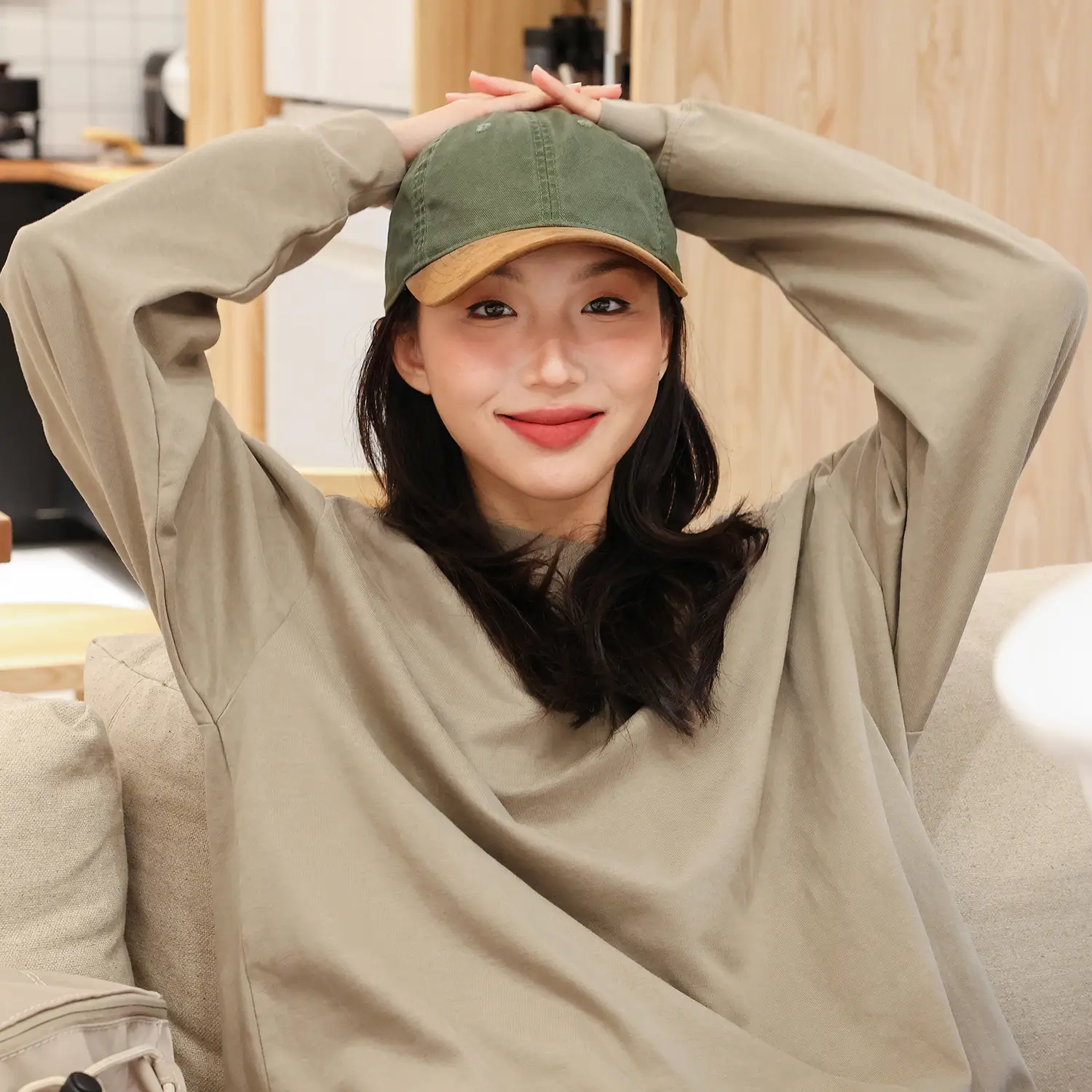 Japanese Suede Cap Women Men Summer Brown - Image 5