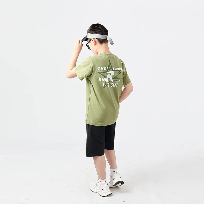 Kids Summer T-Shirt Purple Black Printed Cotton Big Boys - Image 5
