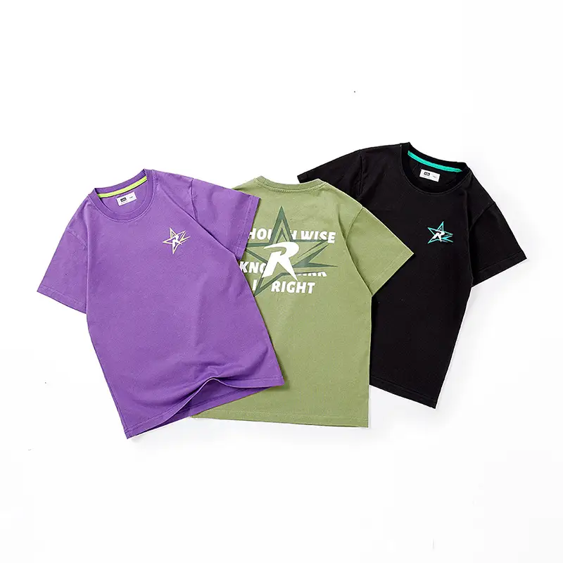 Kids Summer T-Shirt Purple Black Printed Cotton Big Boys - Image 8
