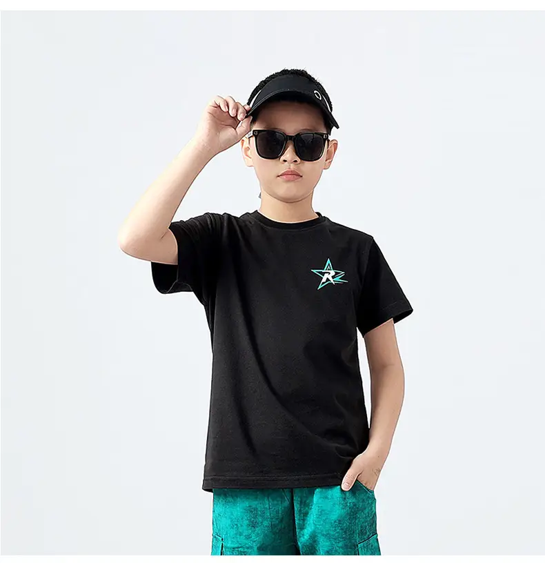 Kids Summer T-Shirt Purple Black Printed Cotton Big Boys — feature 39