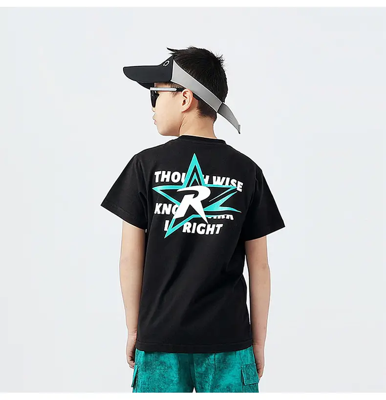 Kids Summer T-Shirt Purple Black Printed Cotton Big Boys — feature 41