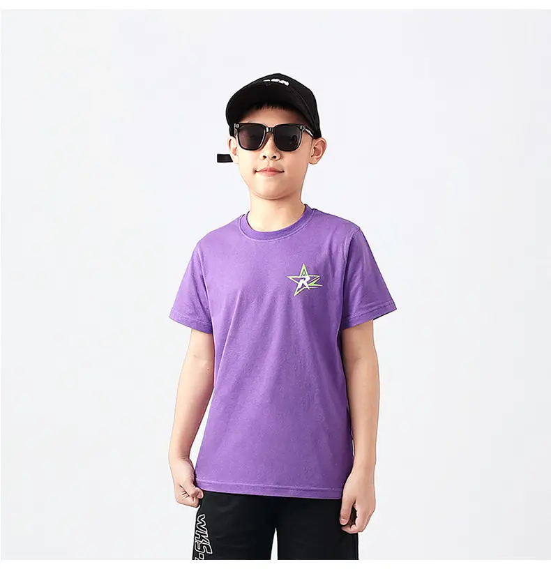 Kids Summer T-Shirt Purple Black Printed Cotton Big Boys — feature 43
