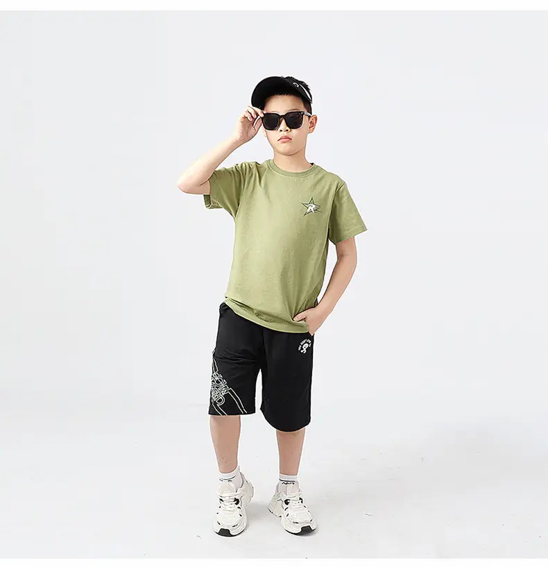 Kids Summer T-Shirt Purple Black Printed Cotton Big Boys — feature 46