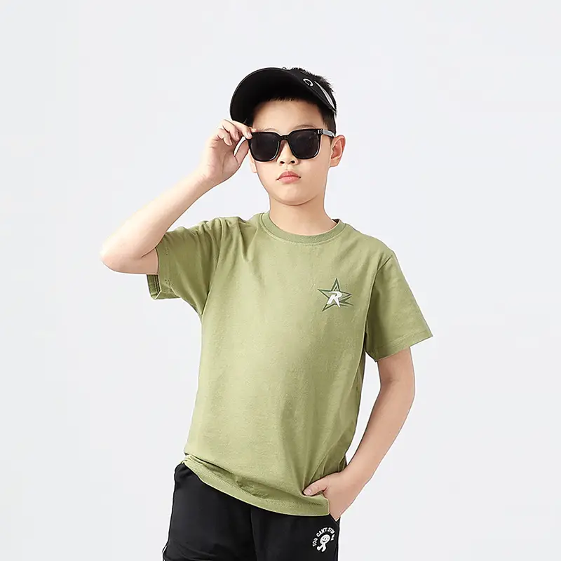 Kids Summer T-Shirt Purple Black Printed Cotton Big Boys - Image 2