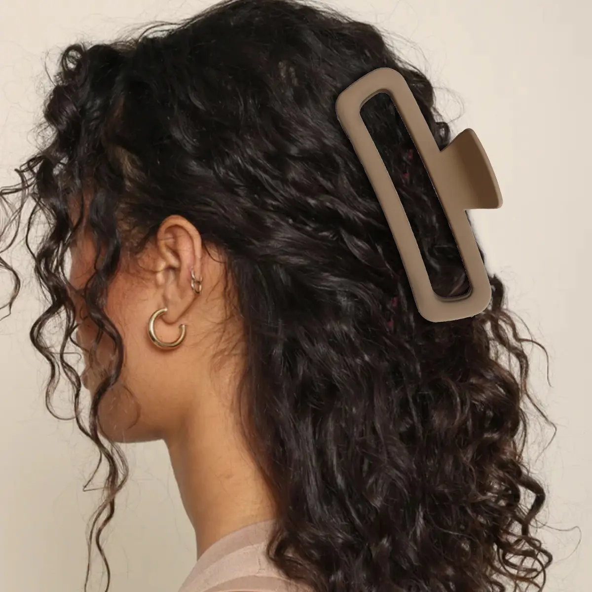 Brown Square Hair Clip for Women High Sense - Image 7
