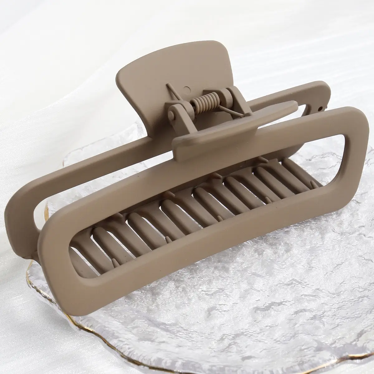 Brown Square Hair Clip for Women High Sense - Image 2