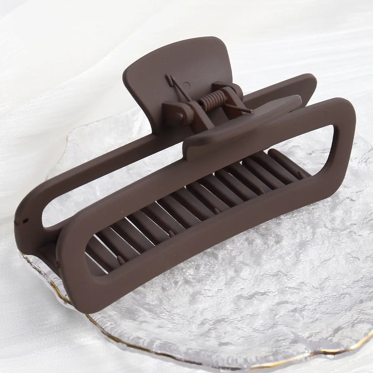 Brown Square Hair Clip for Women High Sense - Image 3
