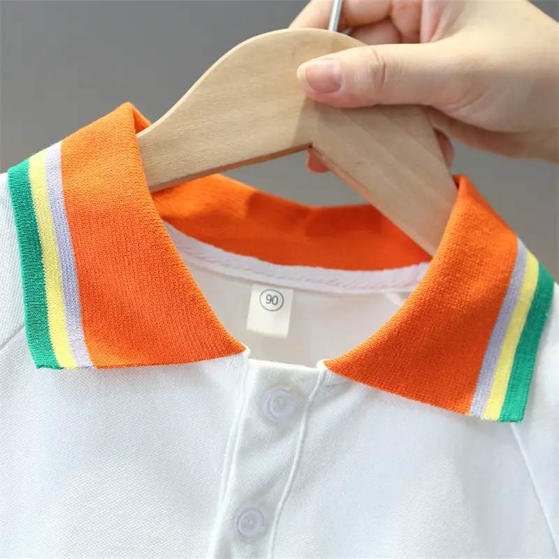 Boys White Polo T-Shirt with Orange Trim 2025 - Image 3