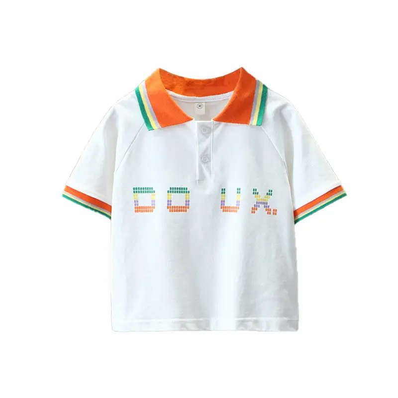 Boys White Polo T-Shirt with Orange Trim 2025 - Image 5