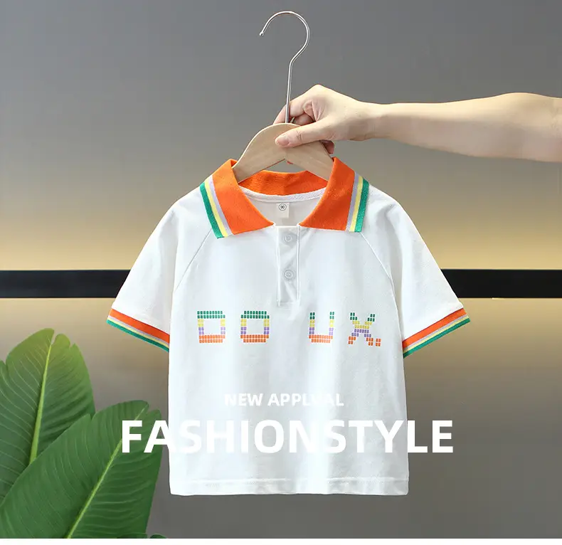 Boys White Polo T-Shirt with Orange Trim 2025 β feature 1