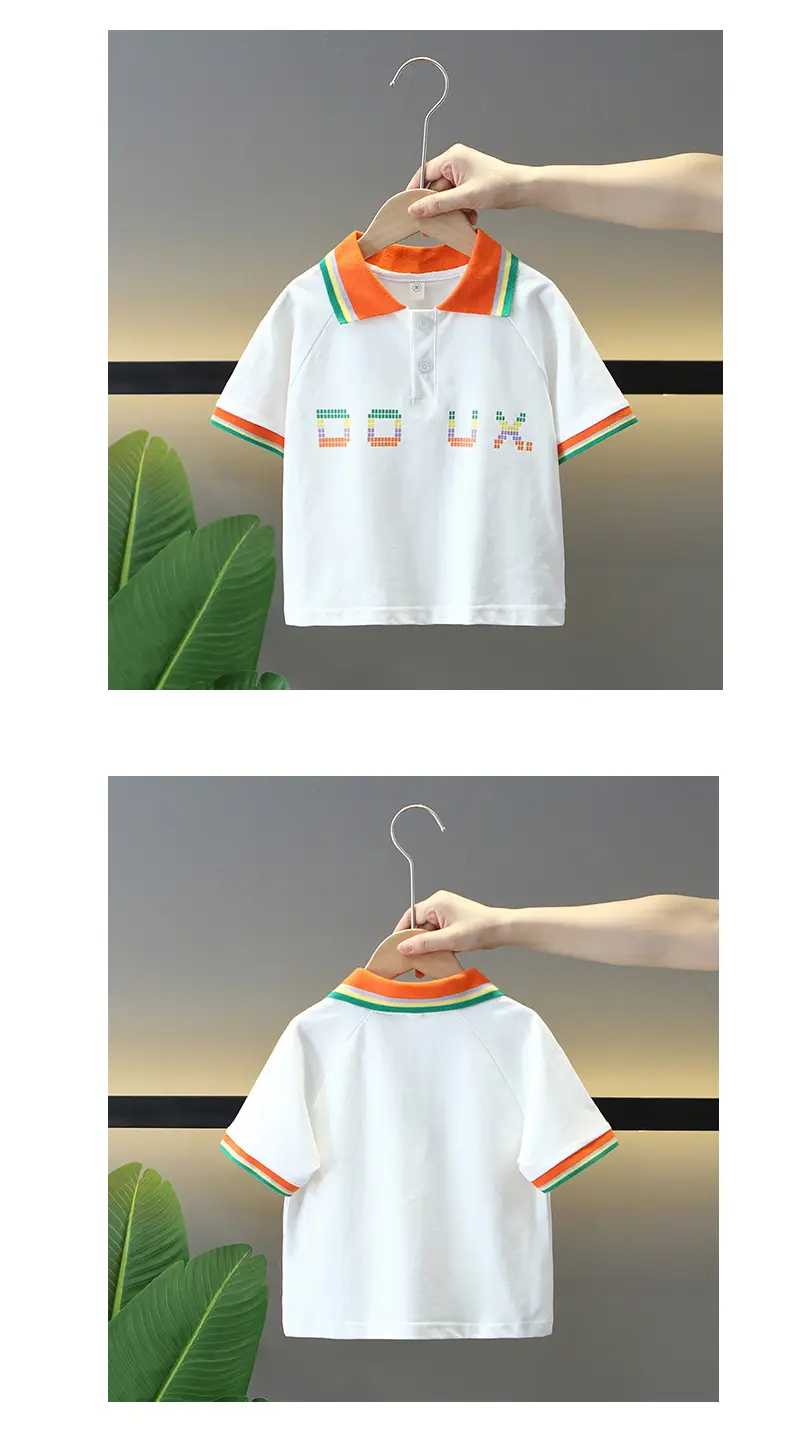 Boys White Polo T-Shirt with Orange Trim 2025 β feature 4