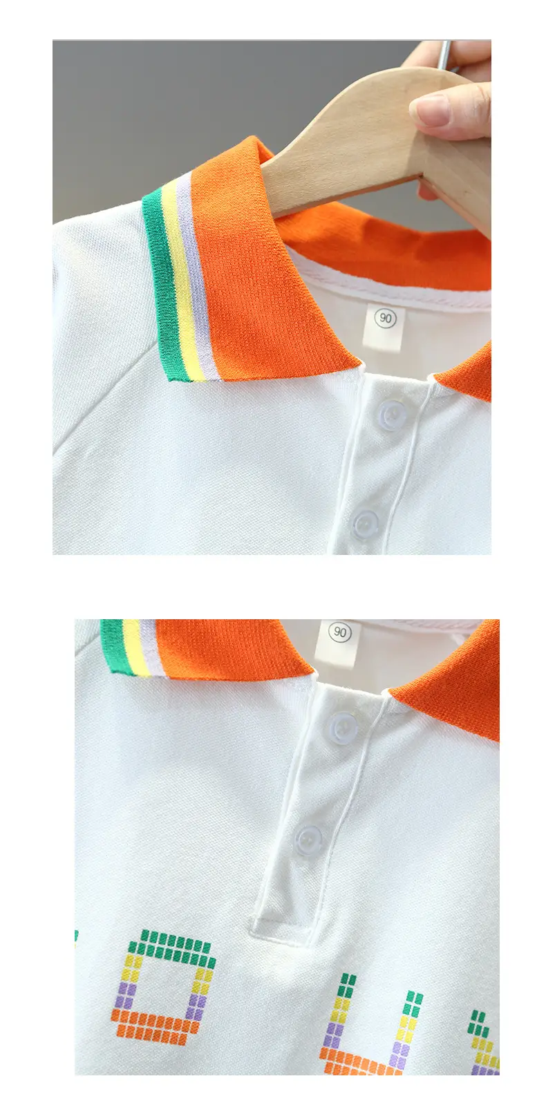 Boys White Polo T-Shirt with Orange Trim 2025 β feature 5