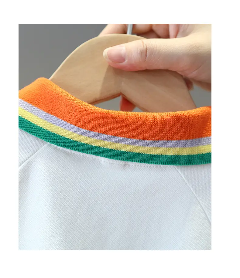 Boys White Polo T-Shirt with Orange Trim 2025 β feature 8