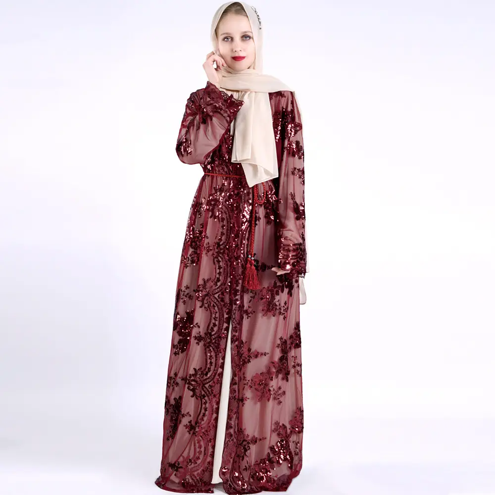 Light Luxury 7 Color Positioning Embroidery Muslim Women's Hijab Set - Image 5
