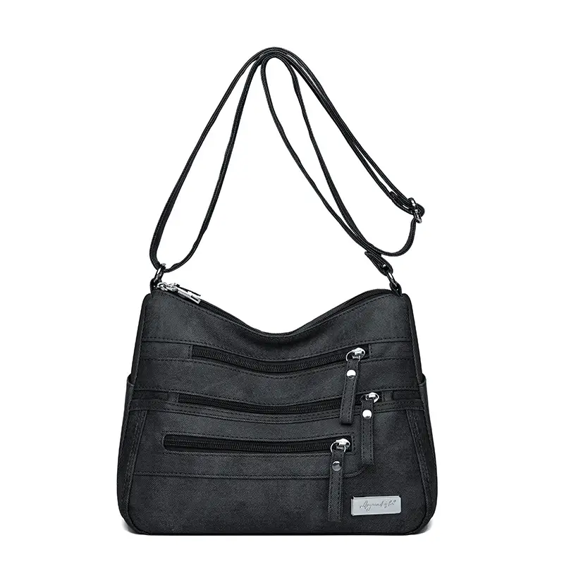 Retro Green Shoulder Bag for Women with 5 Pockets