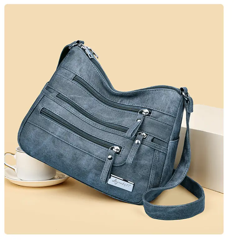 Retro Green Shoulder Bag for Women with 5 Pockets — feature 10