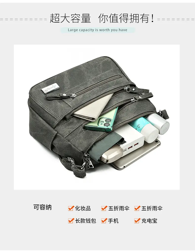 Retro Green Shoulder Bag for Women with 5 Pockets — feature 11