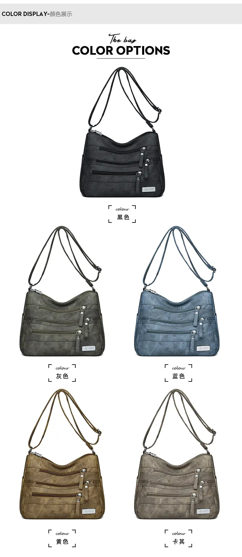 Retro Green Shoulder Bag for Women with 5 Pockets — feature 12