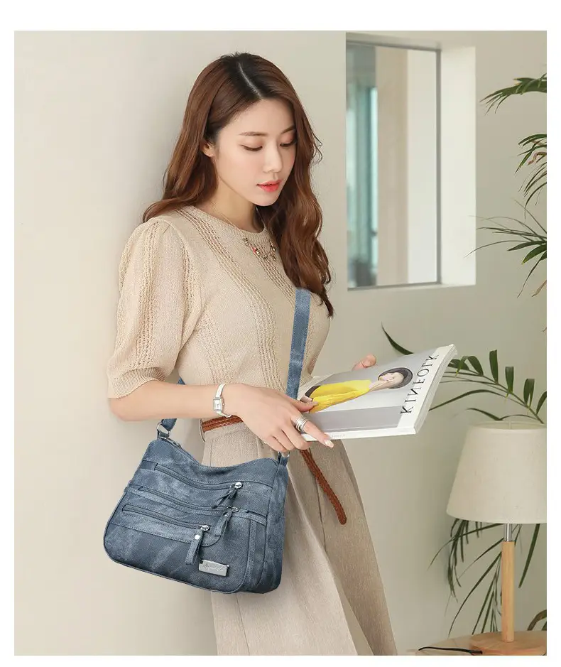 Retro Green Shoulder Bag for Women with 5 Pockets — feature 17