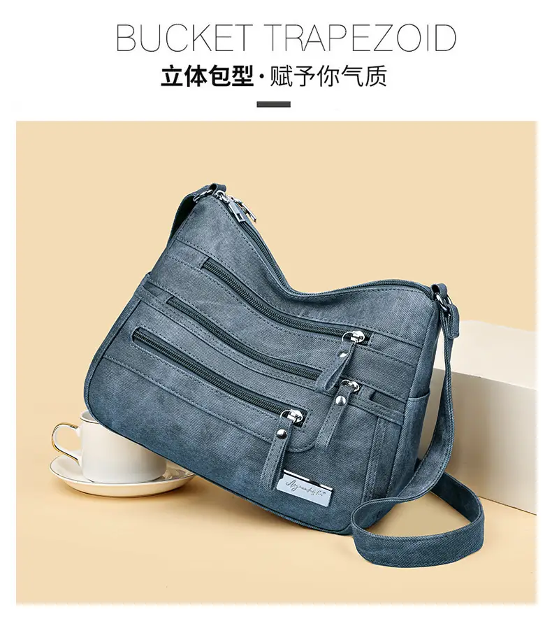 Retro Green Shoulder Bag for Women with 5 Pockets — feature 2
