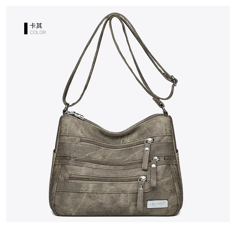 Retro Green Shoulder Bag for Women with 5 Pockets — feature 20