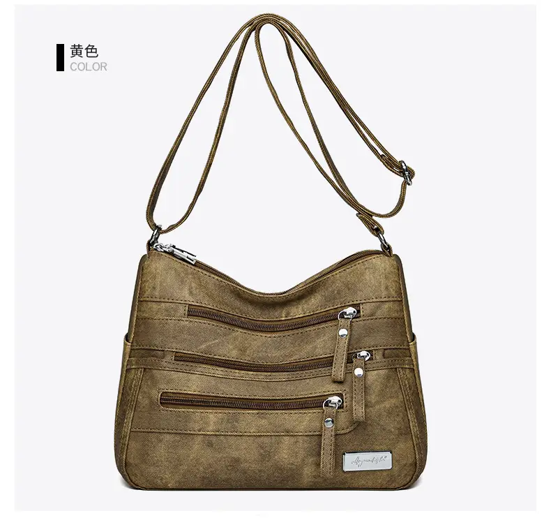 Retro Green Shoulder Bag for Women with 5 Pockets — feature 21